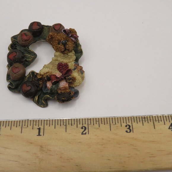 Boyds Bears & Friends Hearts Wreath Brooch Pin Vintage - Picture 5 of 5